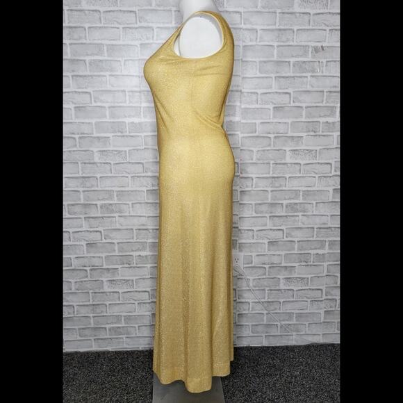 VTG 70s Gold Lurex 2 Piece Maxi Dress & Jacket Set - Picture 5 of 11